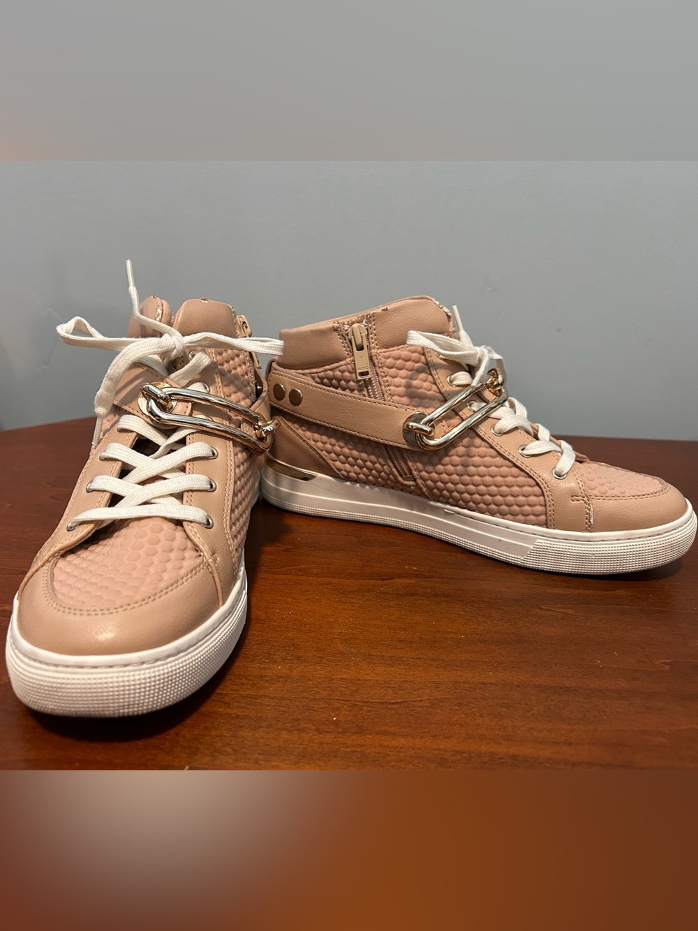 Aldo Blush Pink High-Top Sneakers with Chain Accent 8.5